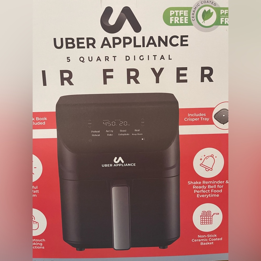 Uber Appliance Black 5 QT Digital Air Fryer 1200 Watts- Brand new in BOX